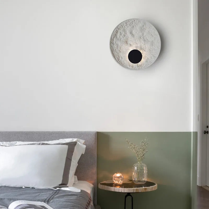 White modern iron wall lamp in 300mm or 500mm size for bedroom or hallway.