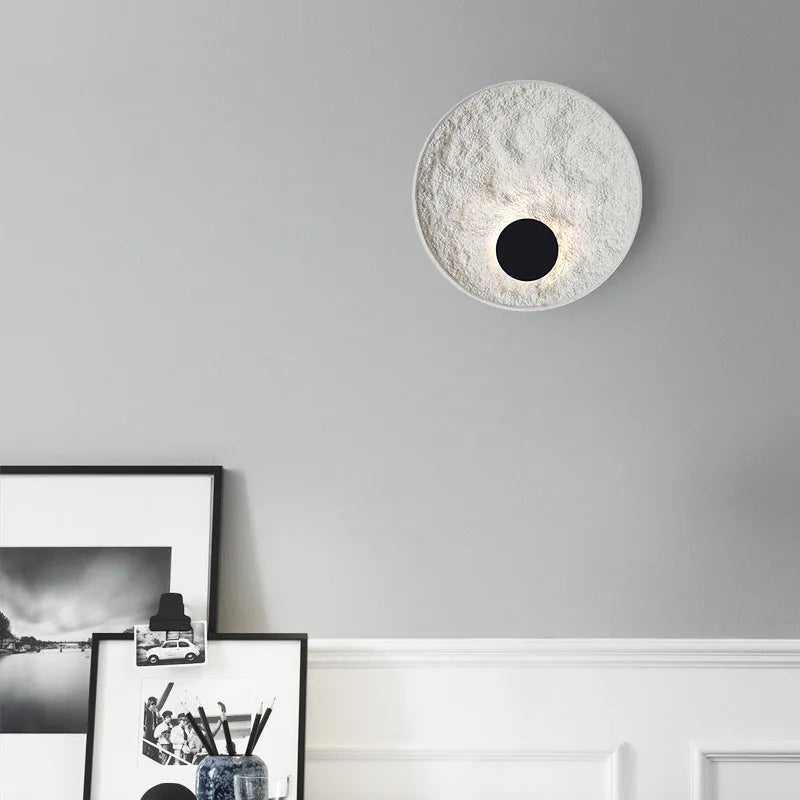 White modern iron wall lamp in 300mm or 500mm size for bedroom or hallway.