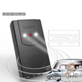 Black square car mouse repeller, 12.5 x 6.5 x 3.2cm, with DC line, USB cable, cable tie and manual