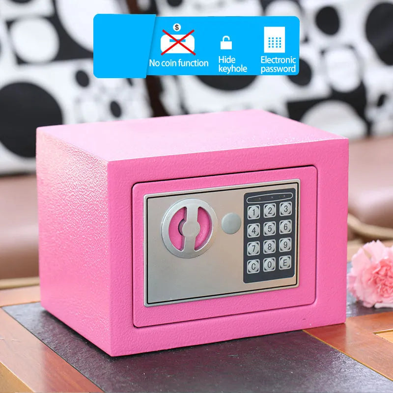 Mini office safe 230x170x170mm in white with password lock keypad on door