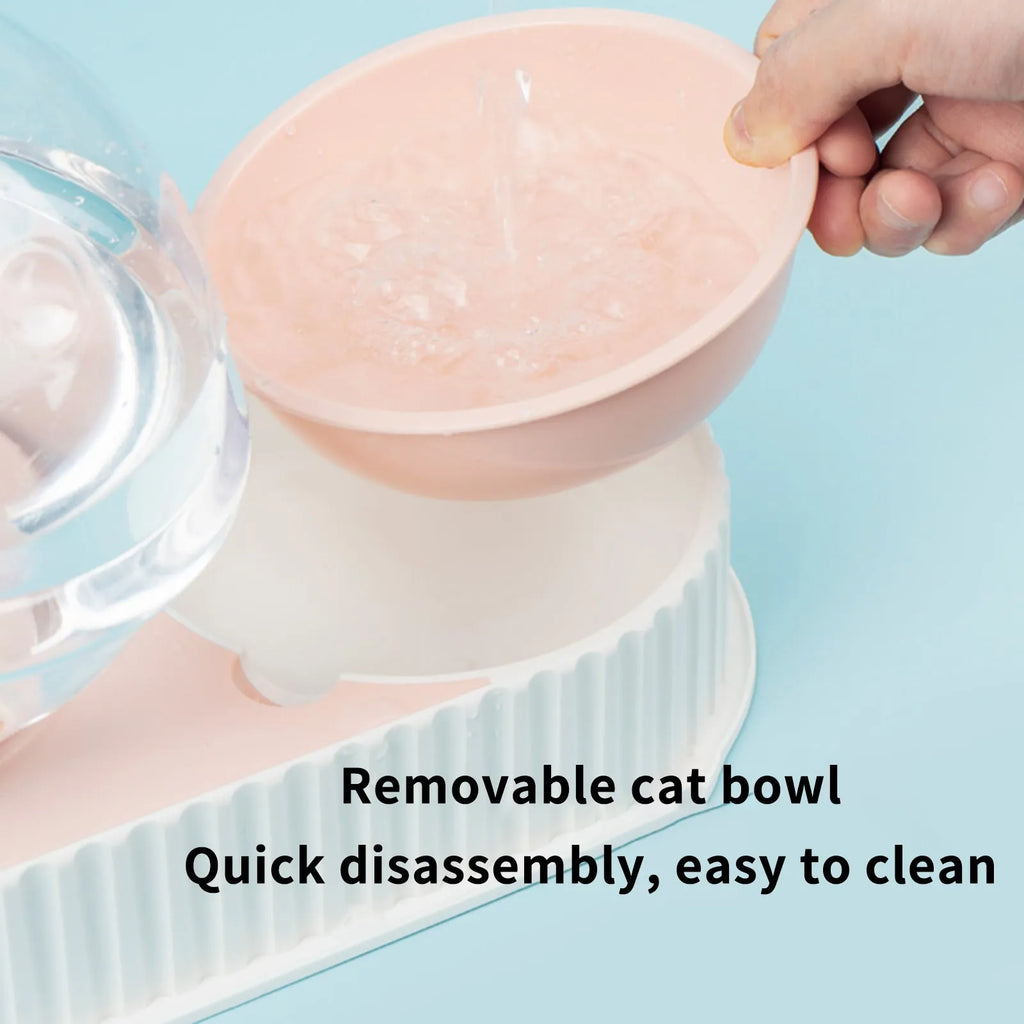 Automatic pet water feeder in pink, green, or grey with 1.5L water capacity and 300ml grain storage, 157*171mm