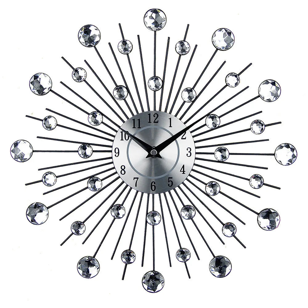 33cm round silver metal wall clock with aluminium dial showing pointer time display