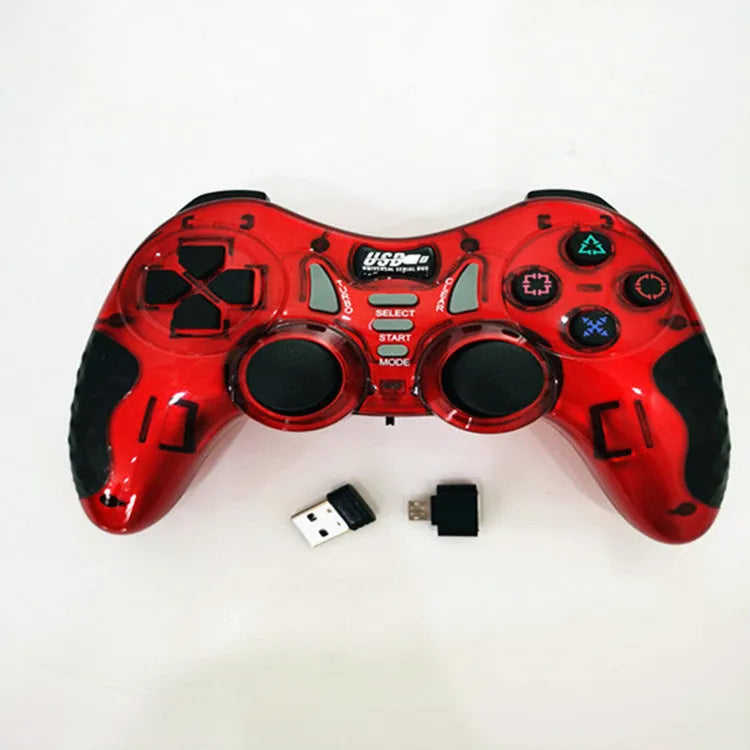Wireless PC360 game controller in grey with USB receiver, dual vibration, ergonomic design, 15.6cm length