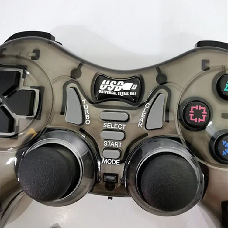 Wireless PC360 game controller in grey with USB receiver, dual vibration, ergonomic design, 15.6cm length