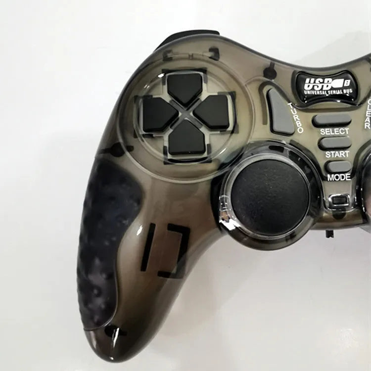 Wireless PC360 game controller in grey with USB receiver, dual vibration, ergonomic design, 15.6cm length