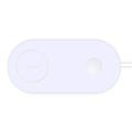 White dual wireless charging pad for two mobile phones on simple design