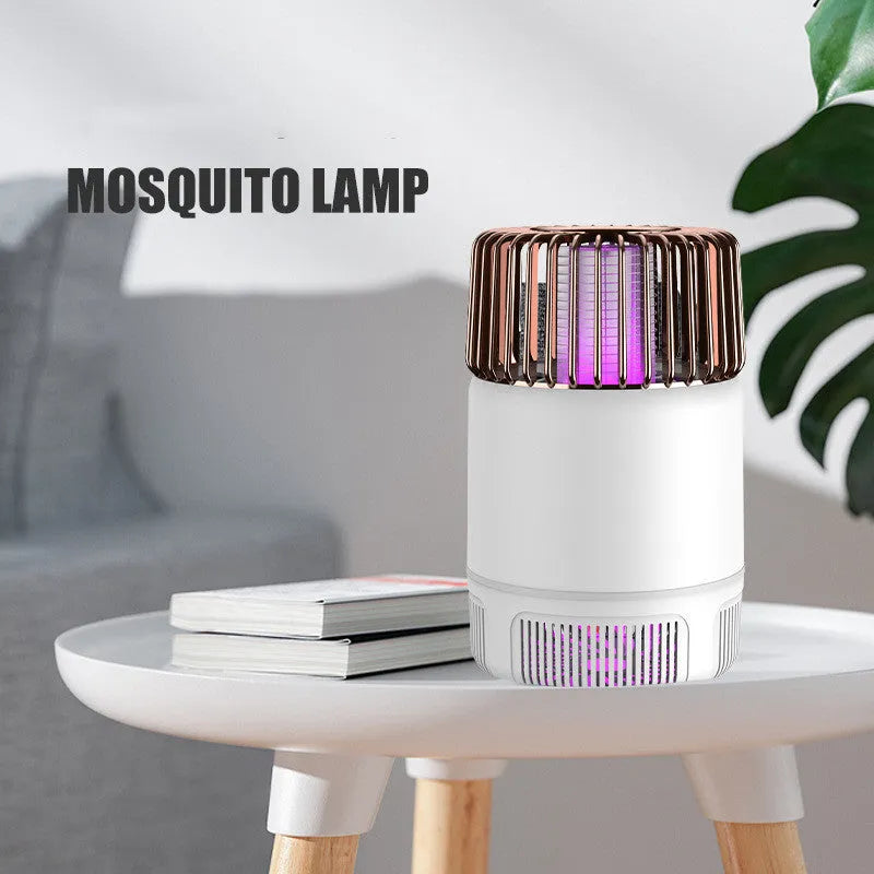 Electric mosquito killer lamp in black or ivory white, 12x12x19.5cm, USB powered, with purple light and suction fan
