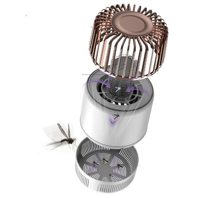 Electric mosquito killer lamp in black or ivory white, 12x12x19.5cm, USB powered, with purple light and suction fan