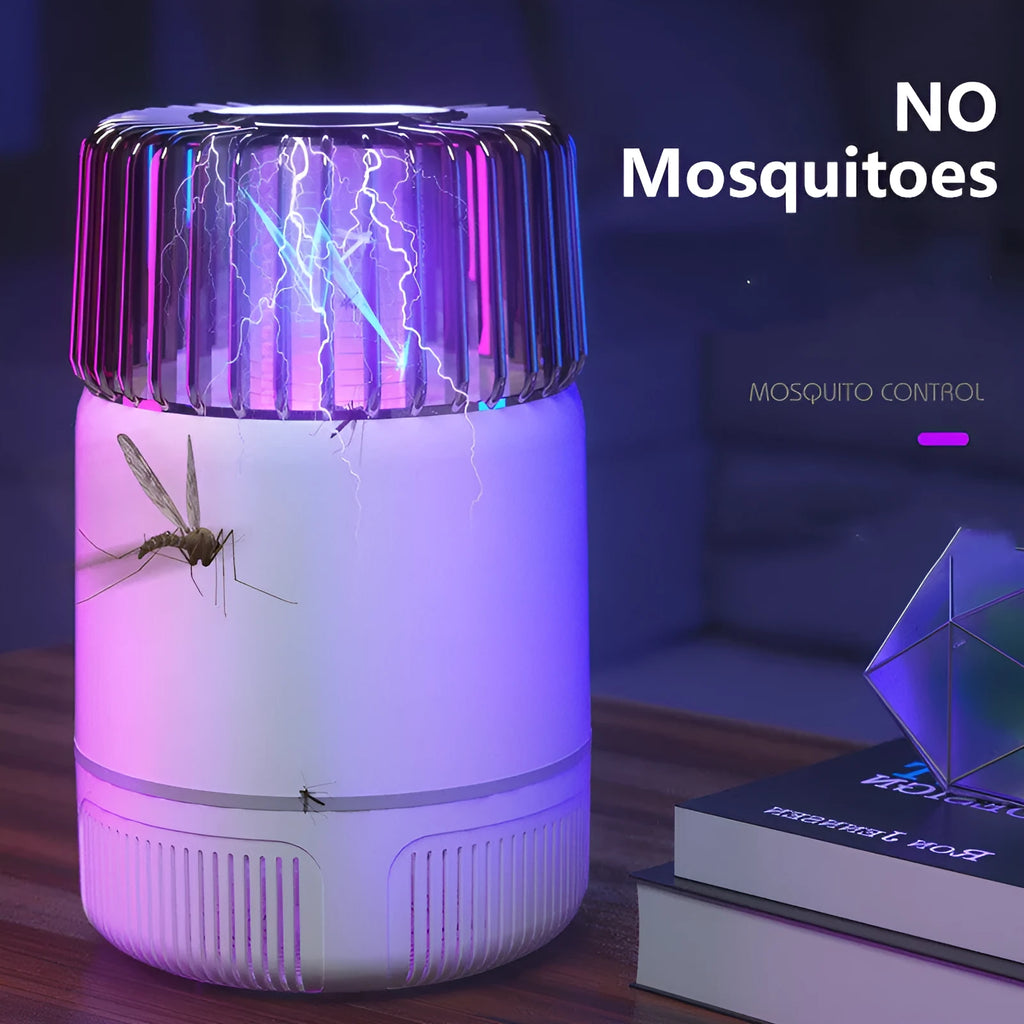 Electric mosquito killer lamp in black or ivory white, 12x12x19.5cm, USB powered, with purple light and suction fan