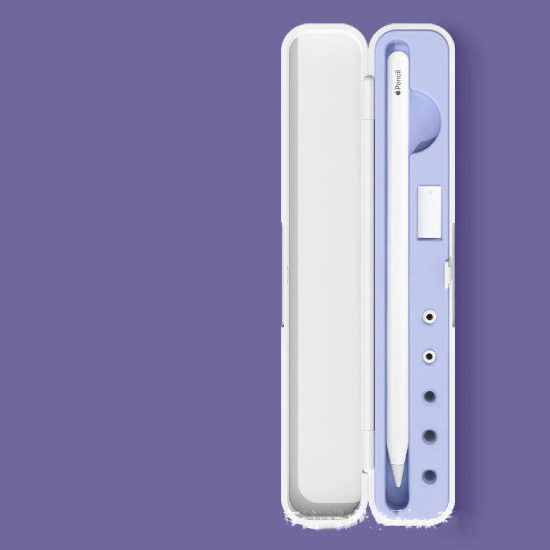 Hard protective storage case for Apple Pencil 1st and 2nd Generation in purple, green, black, and blue colours.