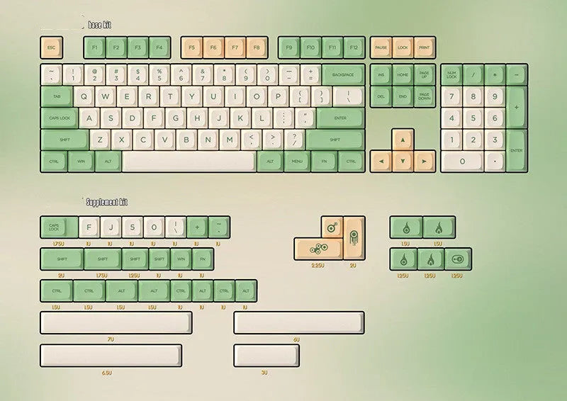 Dye sublimation retro mechanical keyboard with 138 wired USB keys in PG keycap design