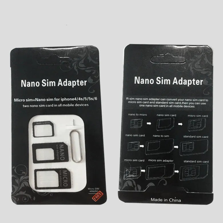 Black and white SIM card holder with recovery pin showing 12.3x6.8cm dimensions