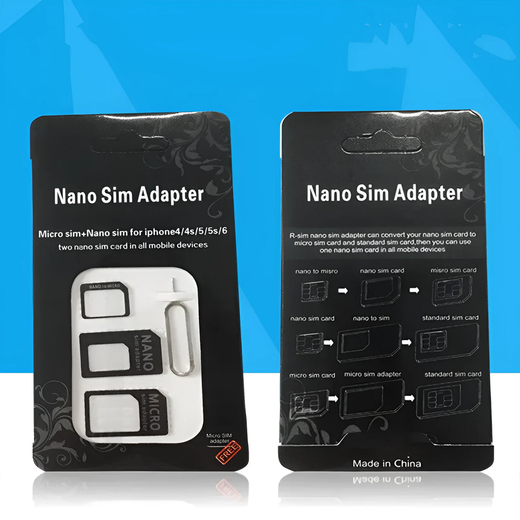 Black and white SIM card holder with recovery pin showing 12.3x6.8cm dimensions