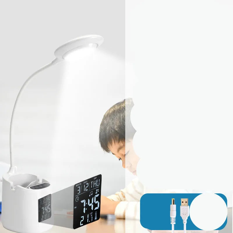 White desk lamp with USB power and touch switch for study eye protection