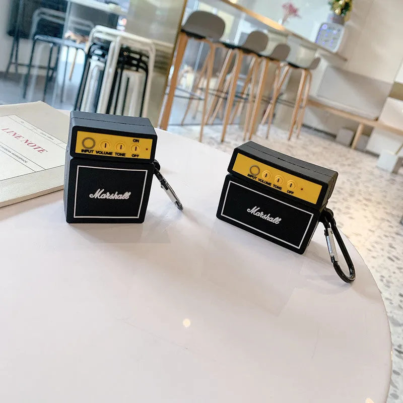 Black Chinese style silicone protective cover for AirPods charging case with letter pattern design