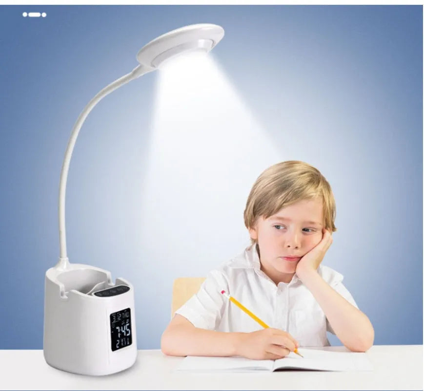 White desk lamp with USB power and touch switch for study eye protection