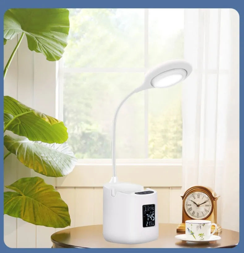 White desk lamp with USB power and touch switch for study eye protection
