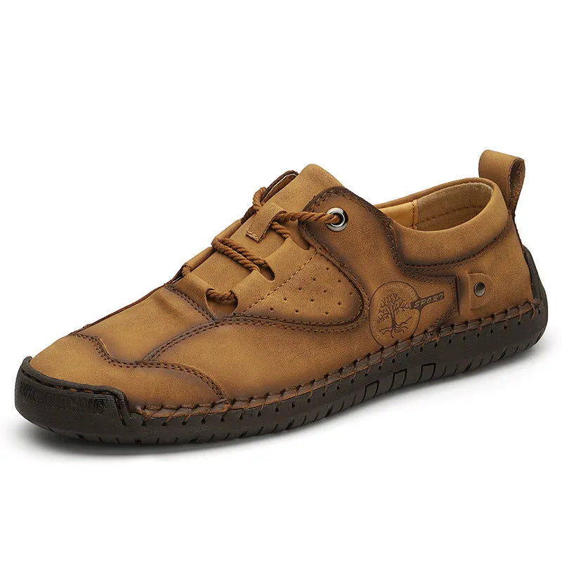 Men's casual leather shoes with round toe and microfiber upper available in three colours
