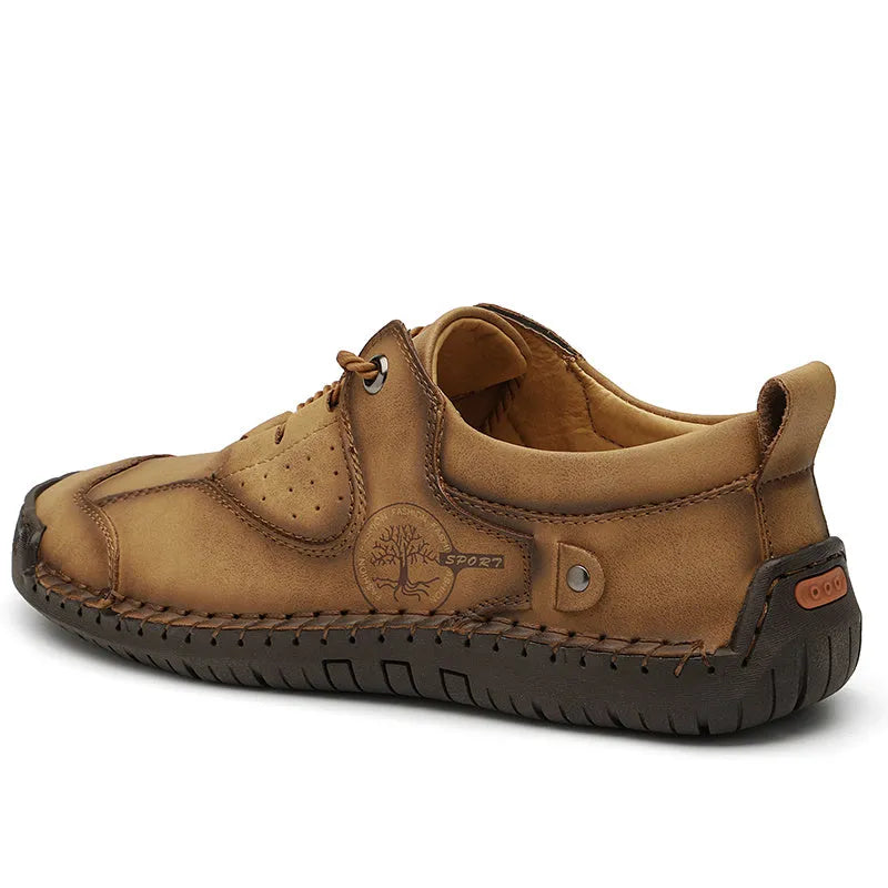 Men's casual leather shoes with round toe and microfiber upper available in three colours