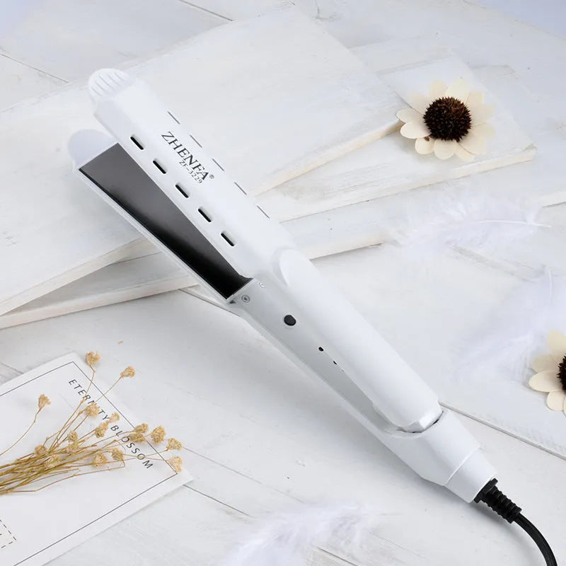 Gold curling iron with 15mm barrel and push button switch for wet dry straight curling dual-use styling