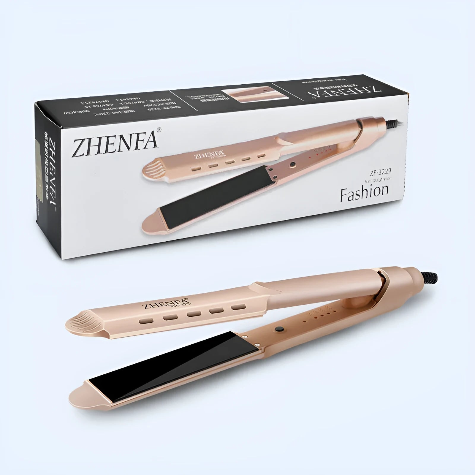 Gold curling iron with 15mm barrel and push button switch for wet dry straight curling dual-use styling