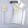 A5 26-hole binder notebook with PP matte cover showing two-ring binding mechanism and horizontal lined pages