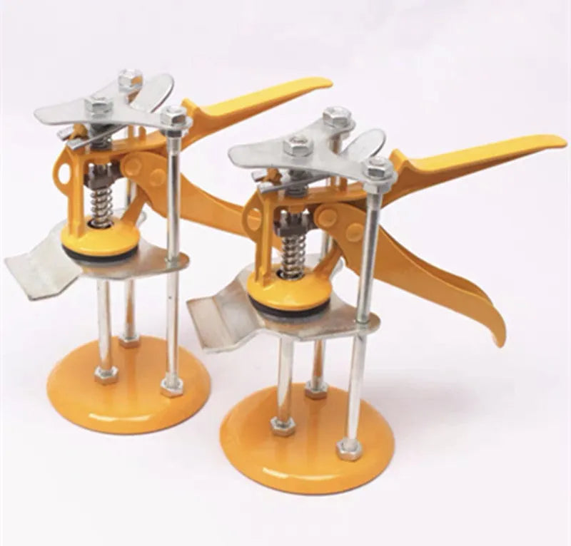 Adjustable height tile raising locator tool for concrete floor installation showing metal alloy construction