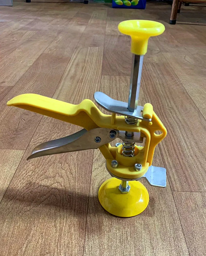 Adjustable height tile raising locator tool for concrete floor installation showing metal alloy construction