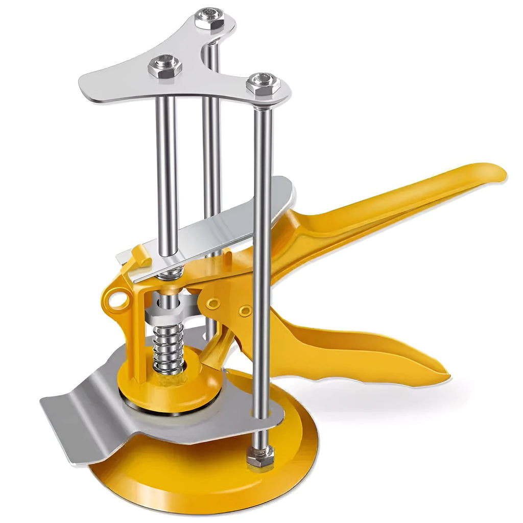 Adjustable height tile raising locator tool for concrete floor installation showing metal alloy construction