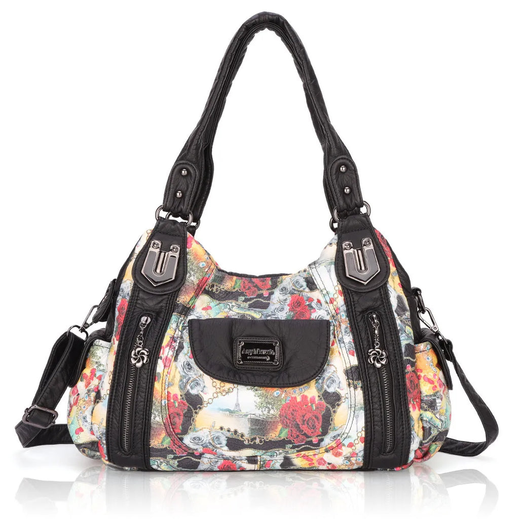 White women's soft PU leather horizontal square shoulder messenger bag with dumpling style