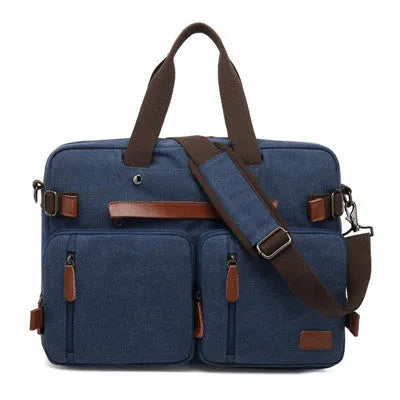 Convertible laptop backpack 15.6 inch in black with waterproof nylon exterior and tote mode