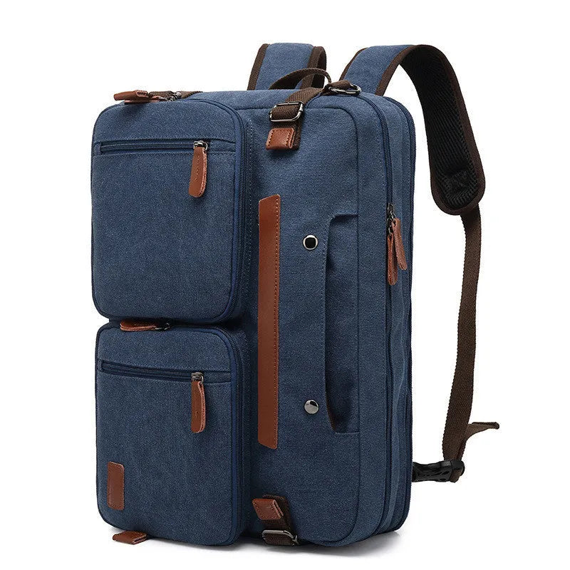 Convertible laptop backpack 15.6 inch in black with waterproof nylon exterior and tote mode