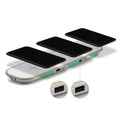 Black and white 3-in-1 Qi wireless charging pad for phones, watches and earbuds
