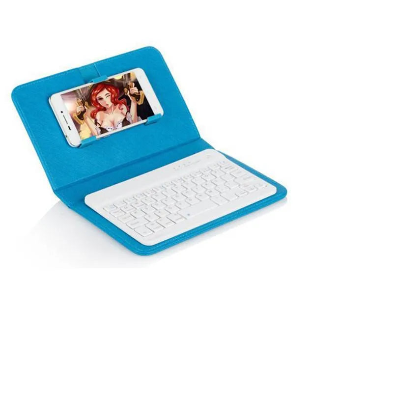 Bluetooth holster keyboard for mobile phones in leather case with built-in stand function