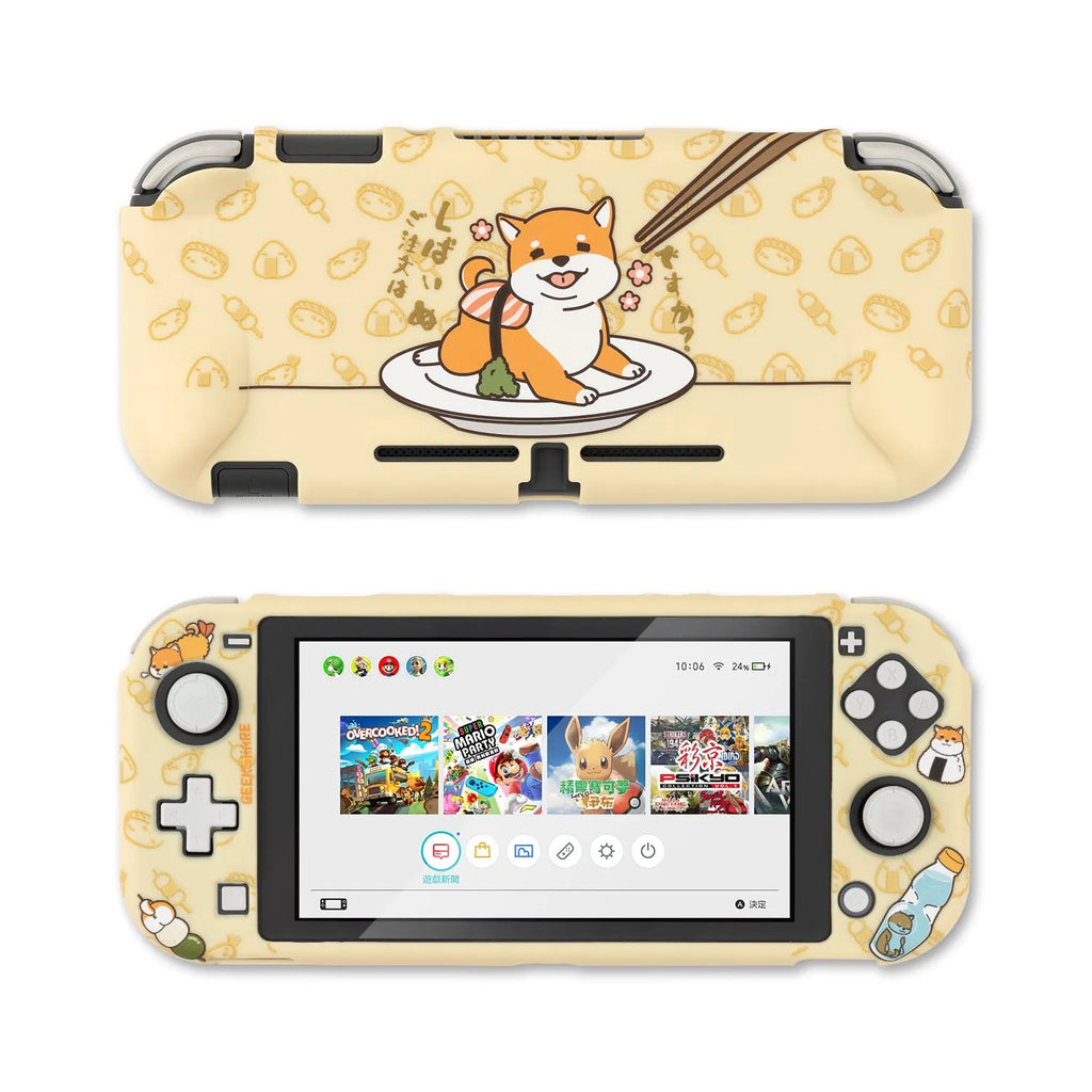 Nintendo Switch Lite silicone protective shell case with back grip and rocker sleeve accessories.