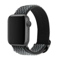 Braided nylon elastic strap with wave pattern for Apple Watch, shown in multiple colour options.
