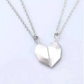 Alloy couple necklace with heart pendant on 60cm chain, black finish, unisex style