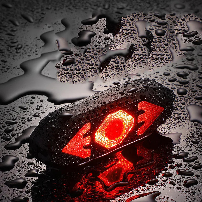 Black wireless remote control turn signal rechargeable tail light with horn for mountain bike