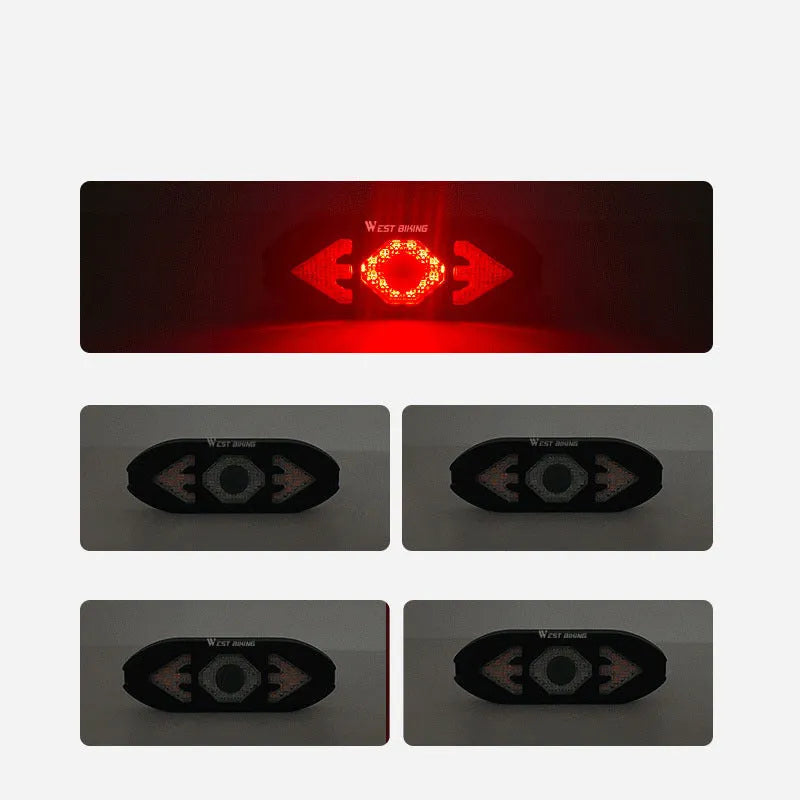 Black wireless remote control turn signal rechargeable tail light with horn for mountain bike