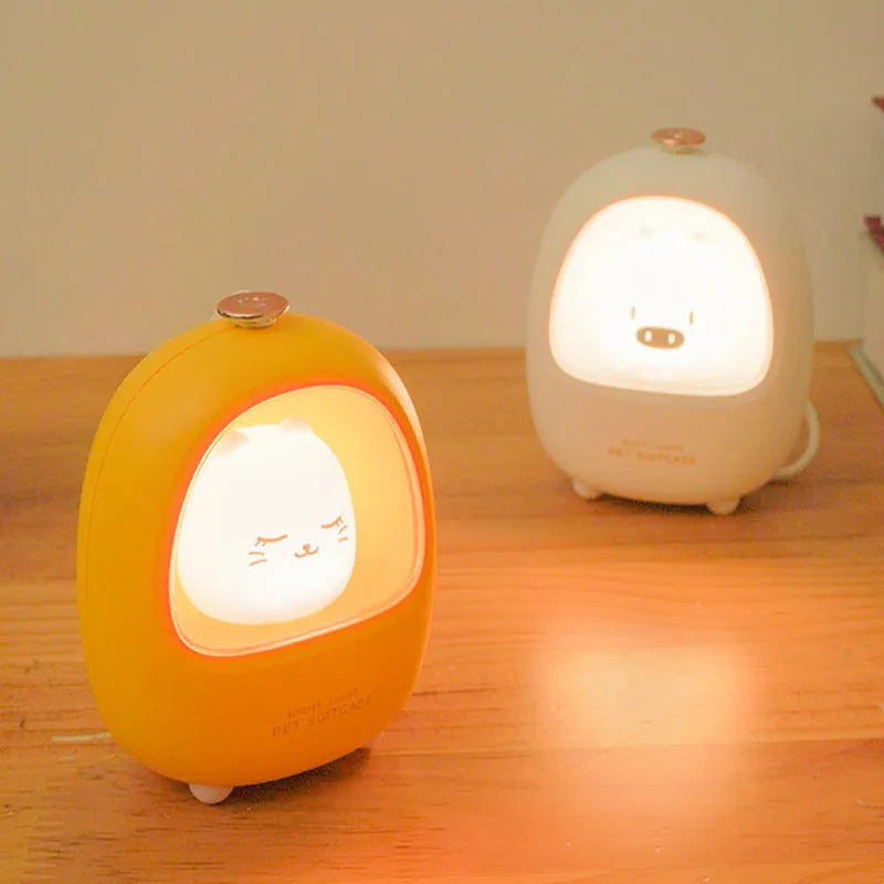 Cartoon night light with touch control and USB charging port for bedroom use