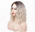 Short curly front lace wig for ladies, 38cm, in light grey, light gold, dark grey or mixed gold