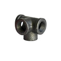 Galvanized steel four-way pipe fitting with three-dimensional corner design
