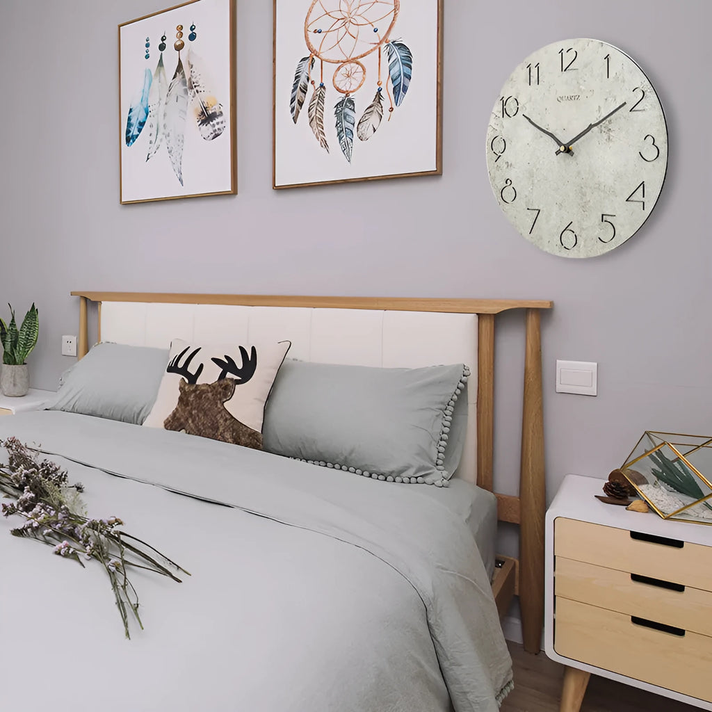 Grey European style modern wall clock for living room interior decor