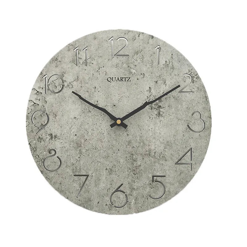 Grey European style modern wall clock for living room interior decor