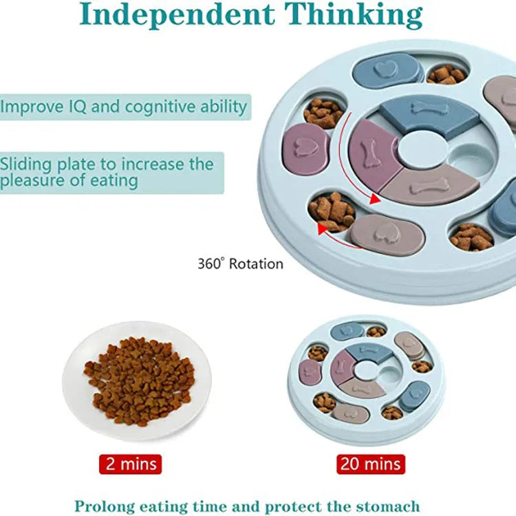PP dog puzzle feeding bowl in conventional size for slow eating and choking prevention