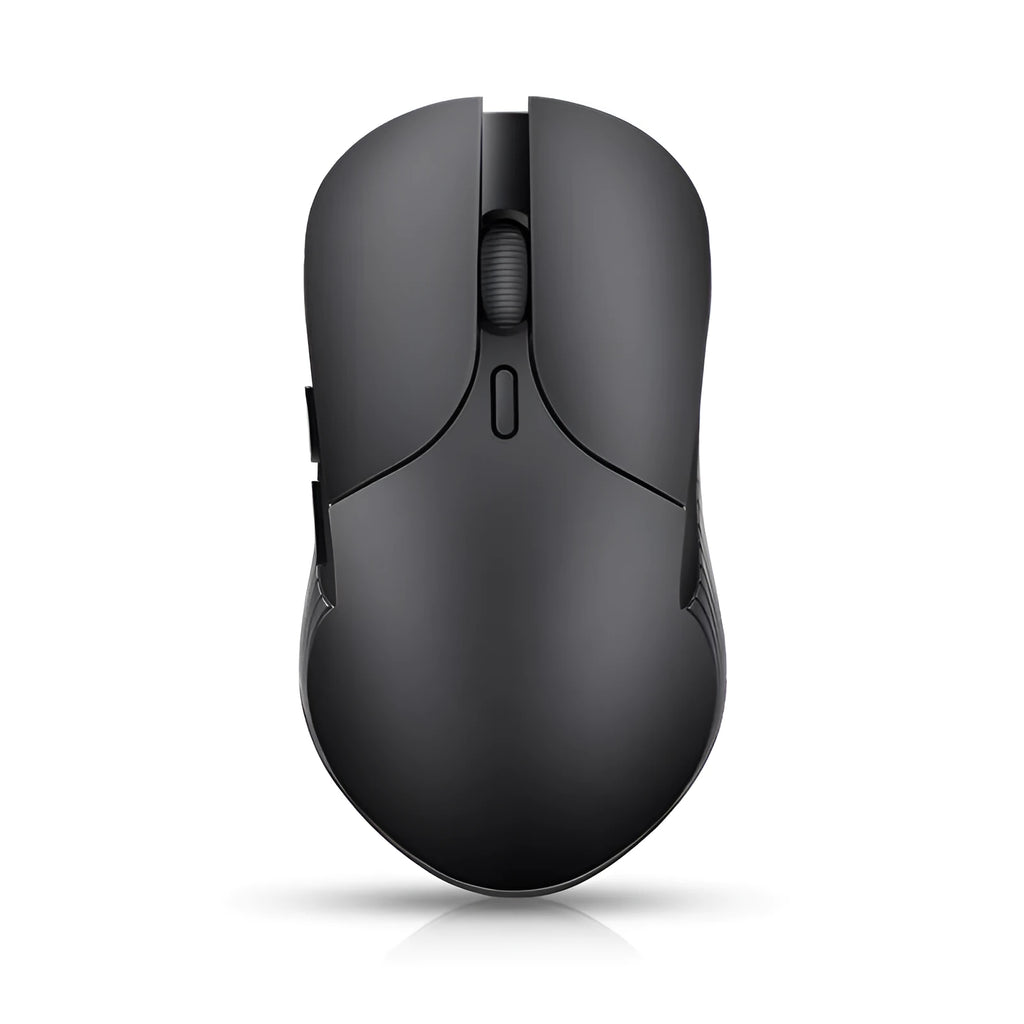 Blue rechargeable wireless voice translation mouse with voice control button.