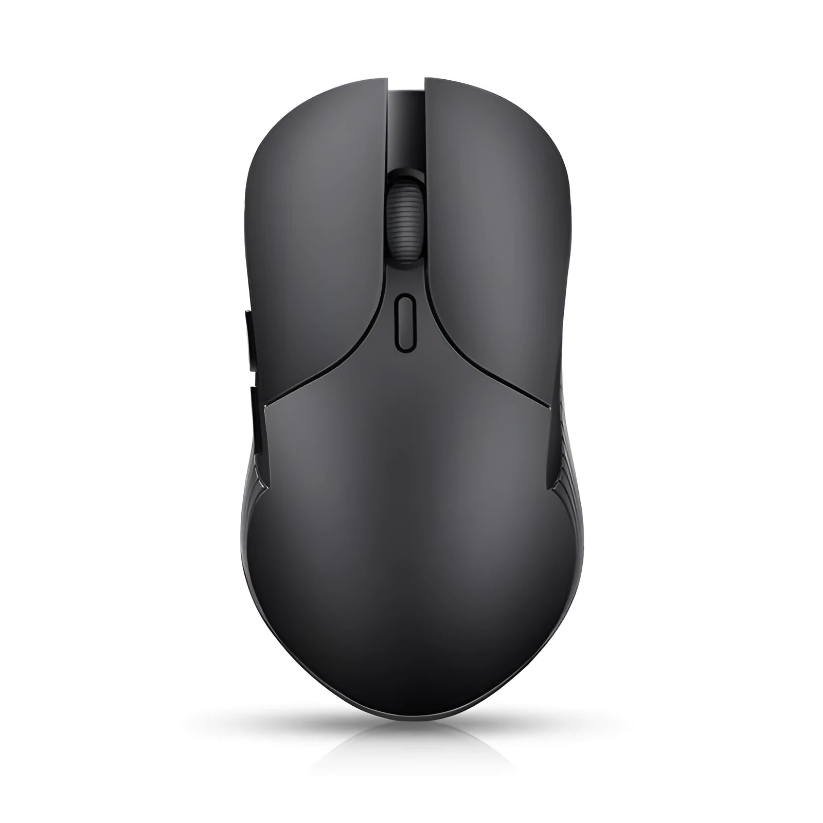 Blue rechargeable wireless voice translation mouse with voice control button.