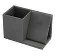 Multifunctional PU wireless charging pen holder storage box in grey with pens inside and LED indicator