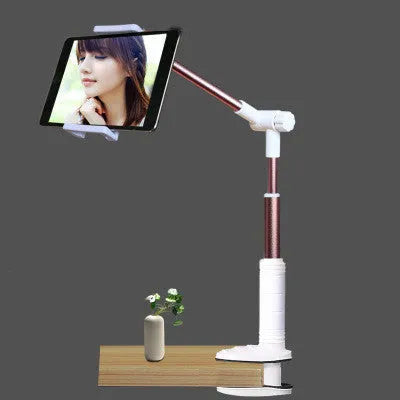 Folding long arm tablet phone stand holder in black gold with adjustable arm for iPad Pro and Kindle