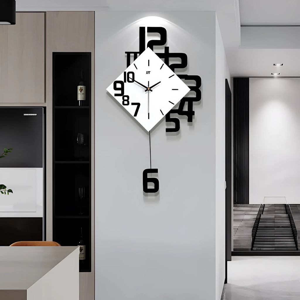 15 inch round fashion wall clock with quartz movement and density board shell in black colour